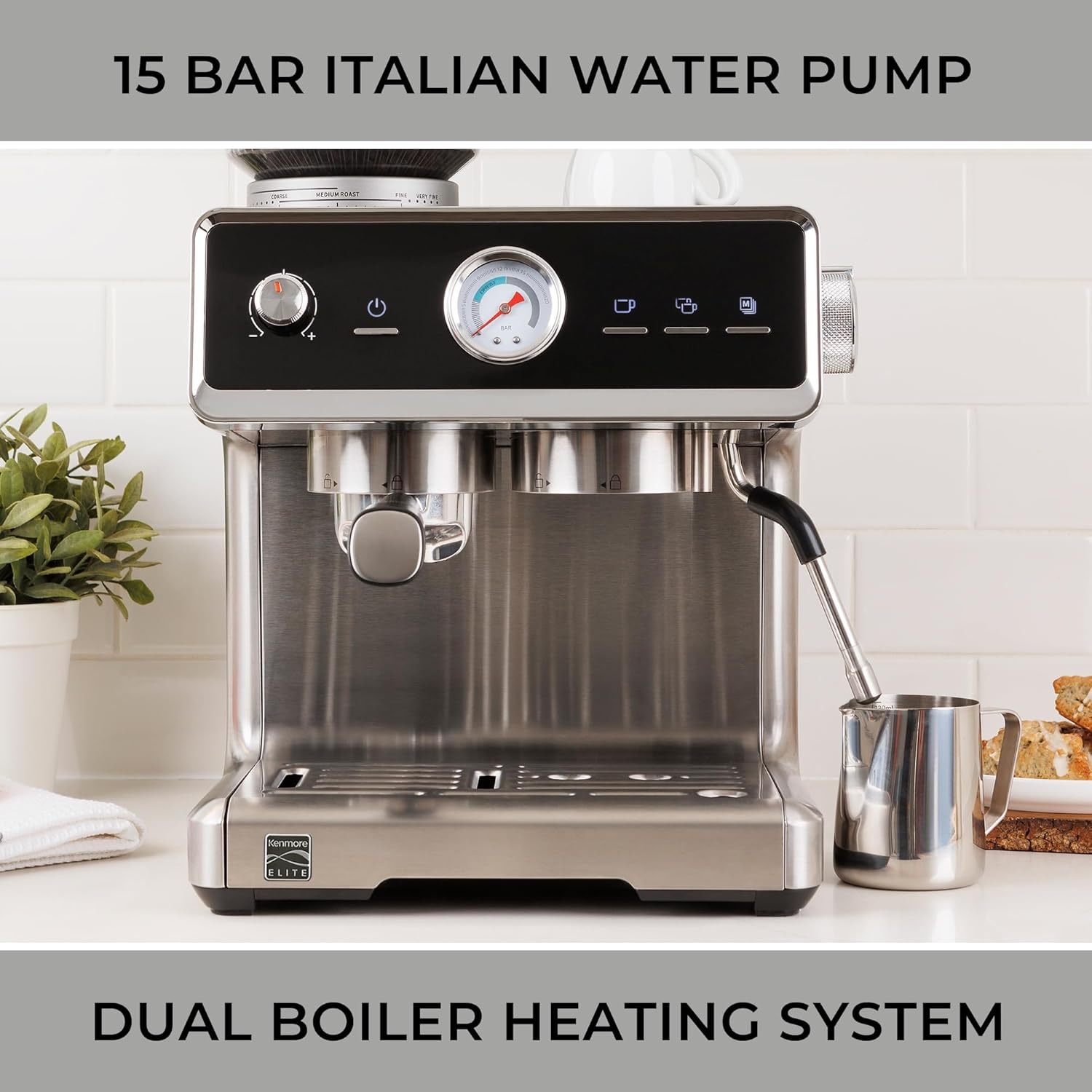 Elite CoffeeCraft Espresso Machine – Premium Steel Finish